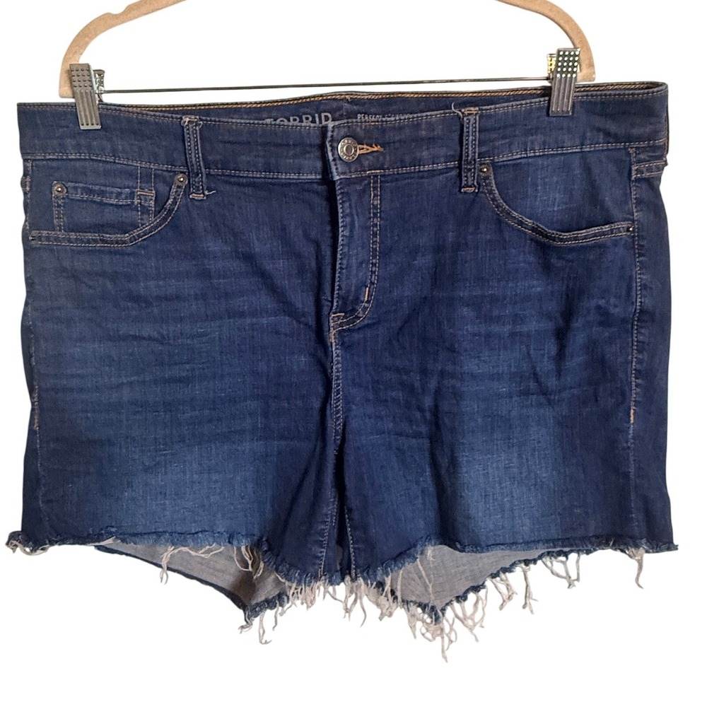 Torrid Perfect 5" Short Vintage Stretch Dark Wash Denim Cutoff Shorts Womens 16